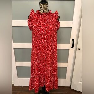 Who What Wear Floral Red Asymmetrical Dress